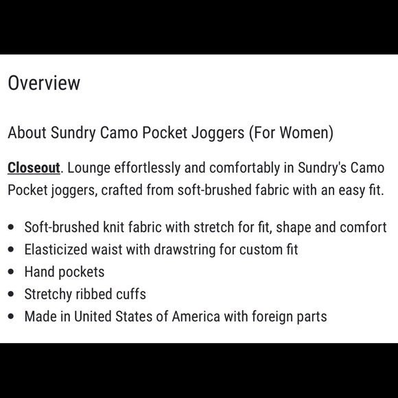 NWT Sundry Camo Pocket Joggers Moss - Picture 5 of 6